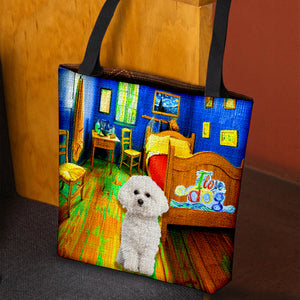 Bichon Frise in the bedroom-Cloth Tote Bag