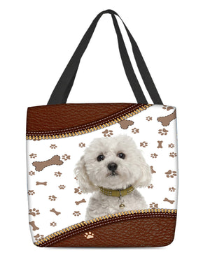 Bichon Frise -Zipper Texture-Cloth Tote Bag