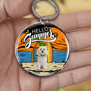 Bichon Frise 1 Hello Summer-Round Resin Epoxy Metal Keychain