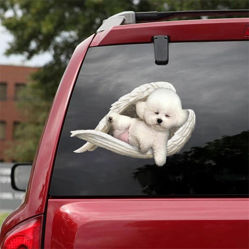 Bichon frise-sleeping angel CAR STICKER