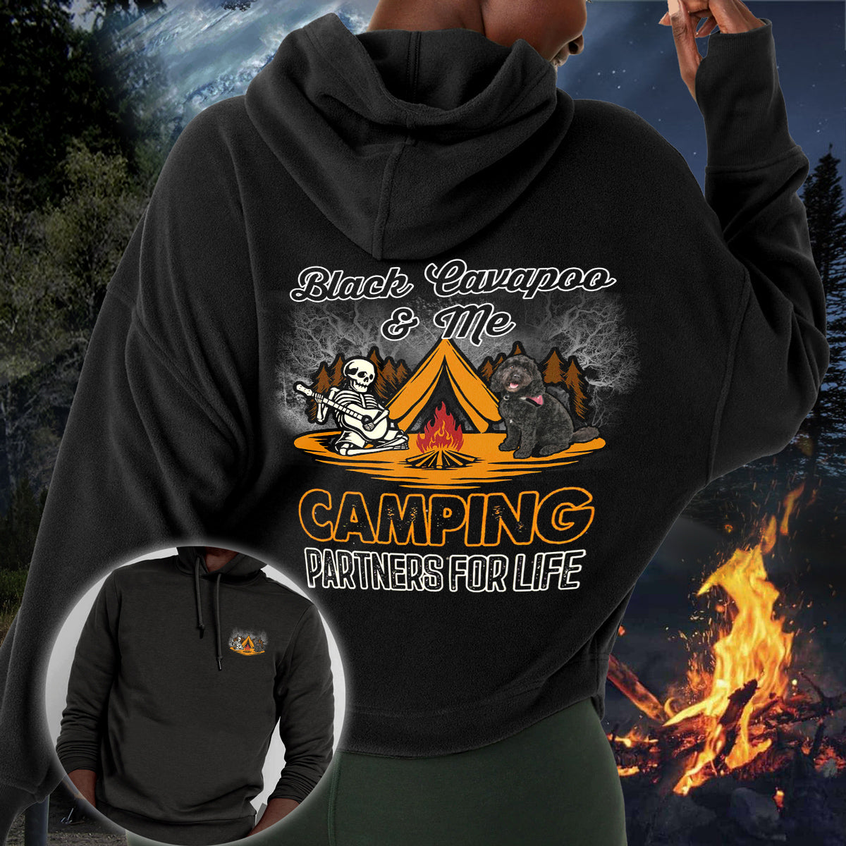 Black Cavapoo Camping Partners-Hoodie