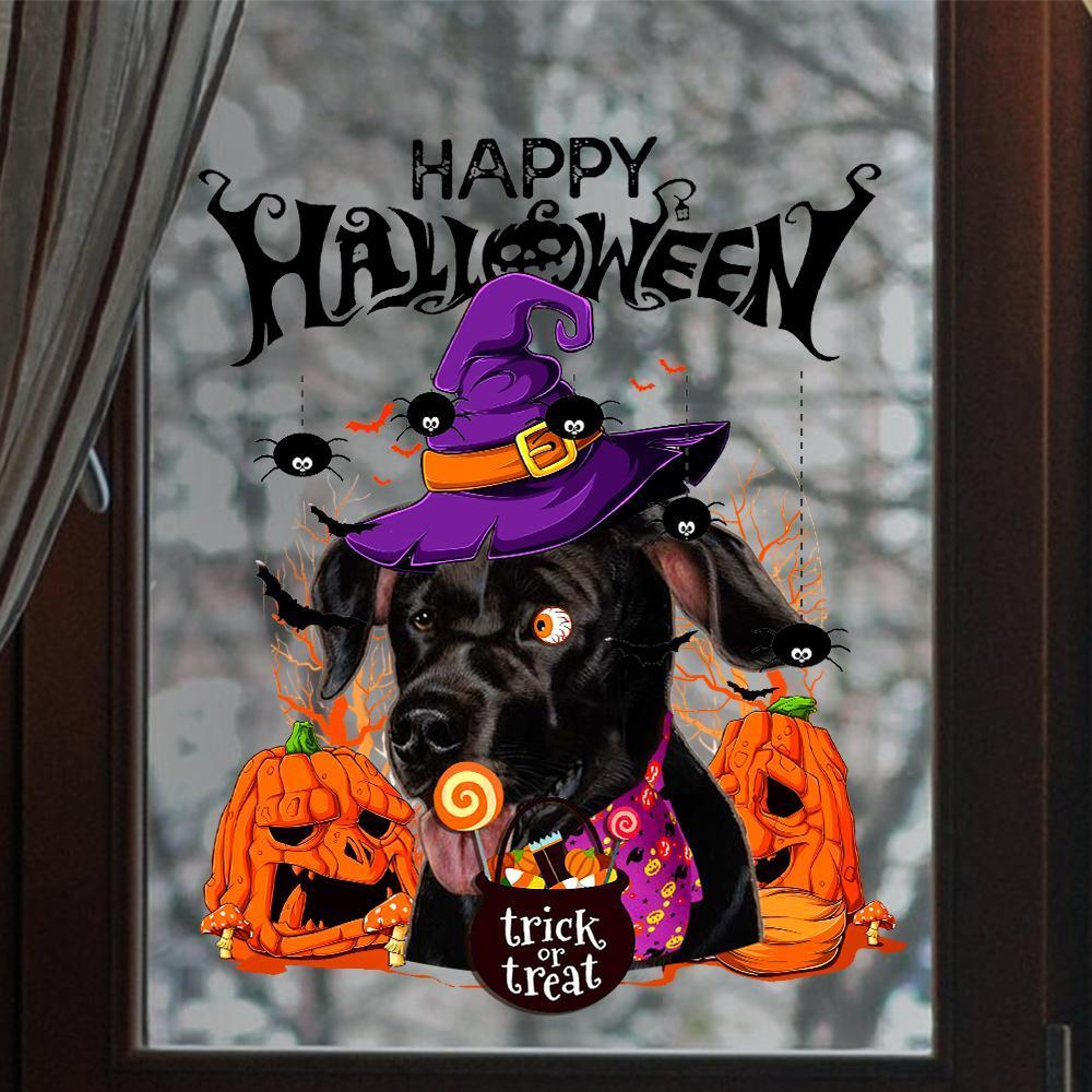 Black Lab-Trick Or Treat-Halloween Window Clings Stickers