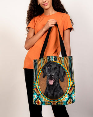 Black Labrador-Ethnic Style Cloth Tote Bag