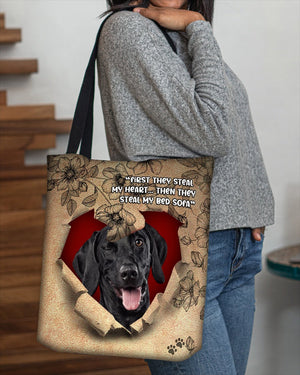 Black Labrador-Torn Cloth Tote Bag