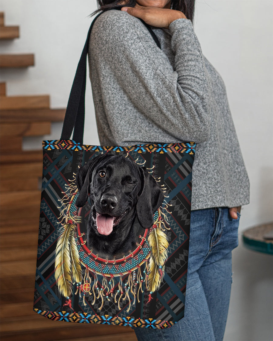 Black Labrador  In Dreamcatcher Cloth Tote Bag