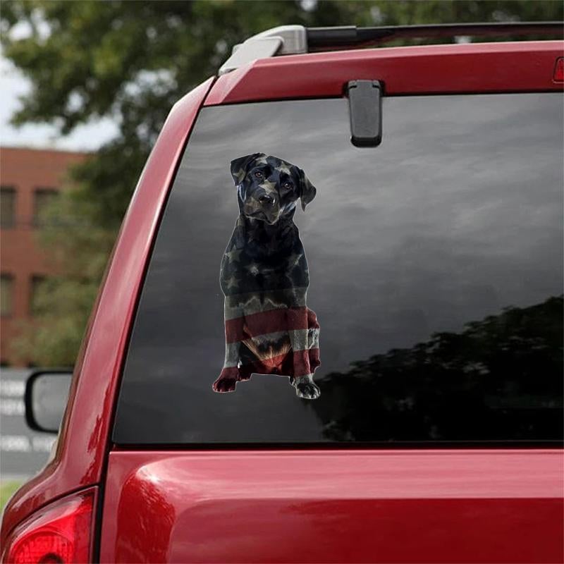 Black Labrador-Flag With Stars Car Sticker