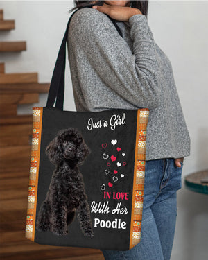 Black Poodle In Love-Cloth Tote Bag