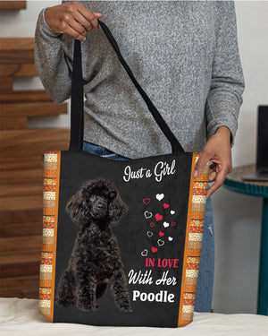 Black Poodle In Love-Cloth Tote Bag