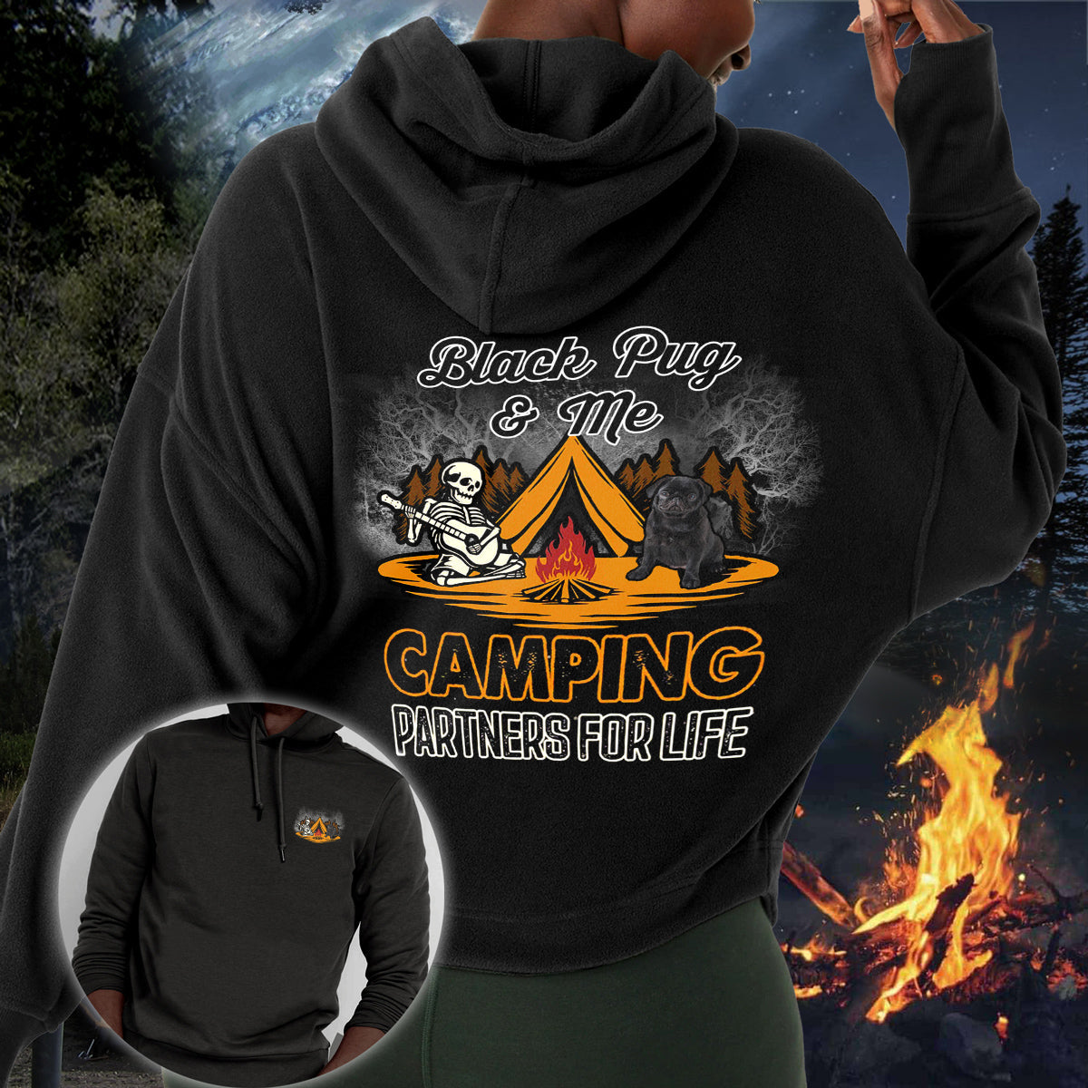 Black Pug Camping Partners-Hoodie