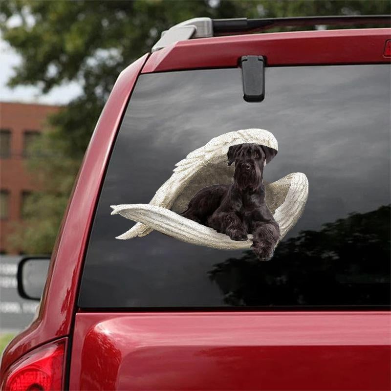 Black schnauzer-sleeping angel CAR STICKER