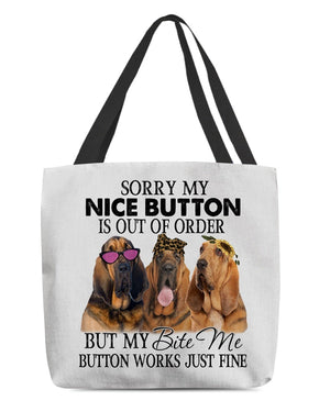 Bloodhound-Bite Me Button-Cloth Tote Bag