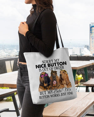 Bloodhound-Bite Me Button-Cloth Tote Bag