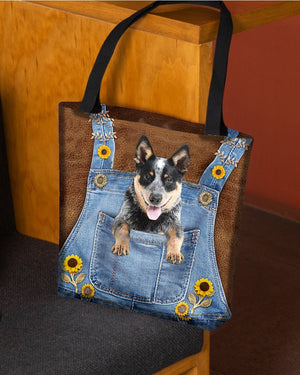 Blue Heeler 3 And Sunflower-Cloth Tote Bag