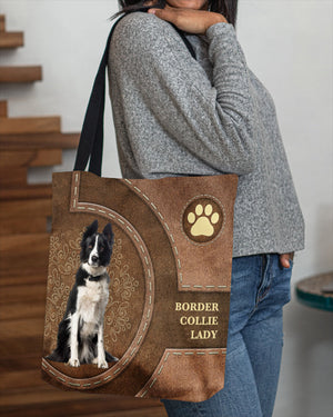 Border Collie-Lady&Dog Cloth Tote Bag