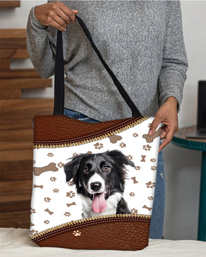 Border Collie2-Zipper Texture-Cloth Tote Bag3