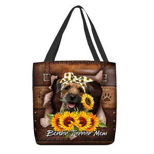 Border Terrier-Sunflower&Dog Mom Cloth Tote Bag