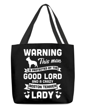 Boston Terrier Crazy lady Cloth Tote Bag