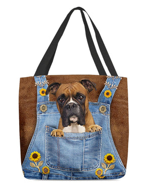 Boxer And Sunflower-Cloth Tote Bag