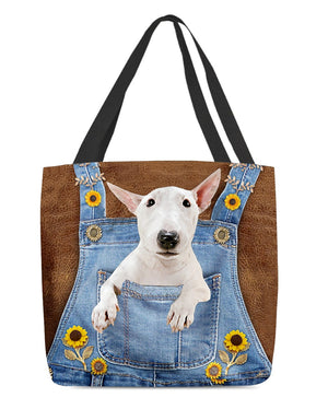 Bull Terrier And Sunflower-Cloth Tote Bag