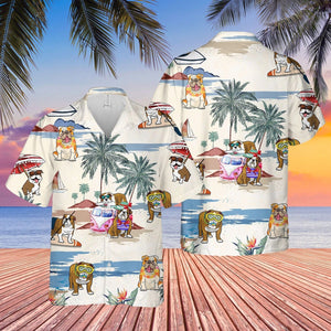 Bulldog Summer Beach Hawaiian Shirt