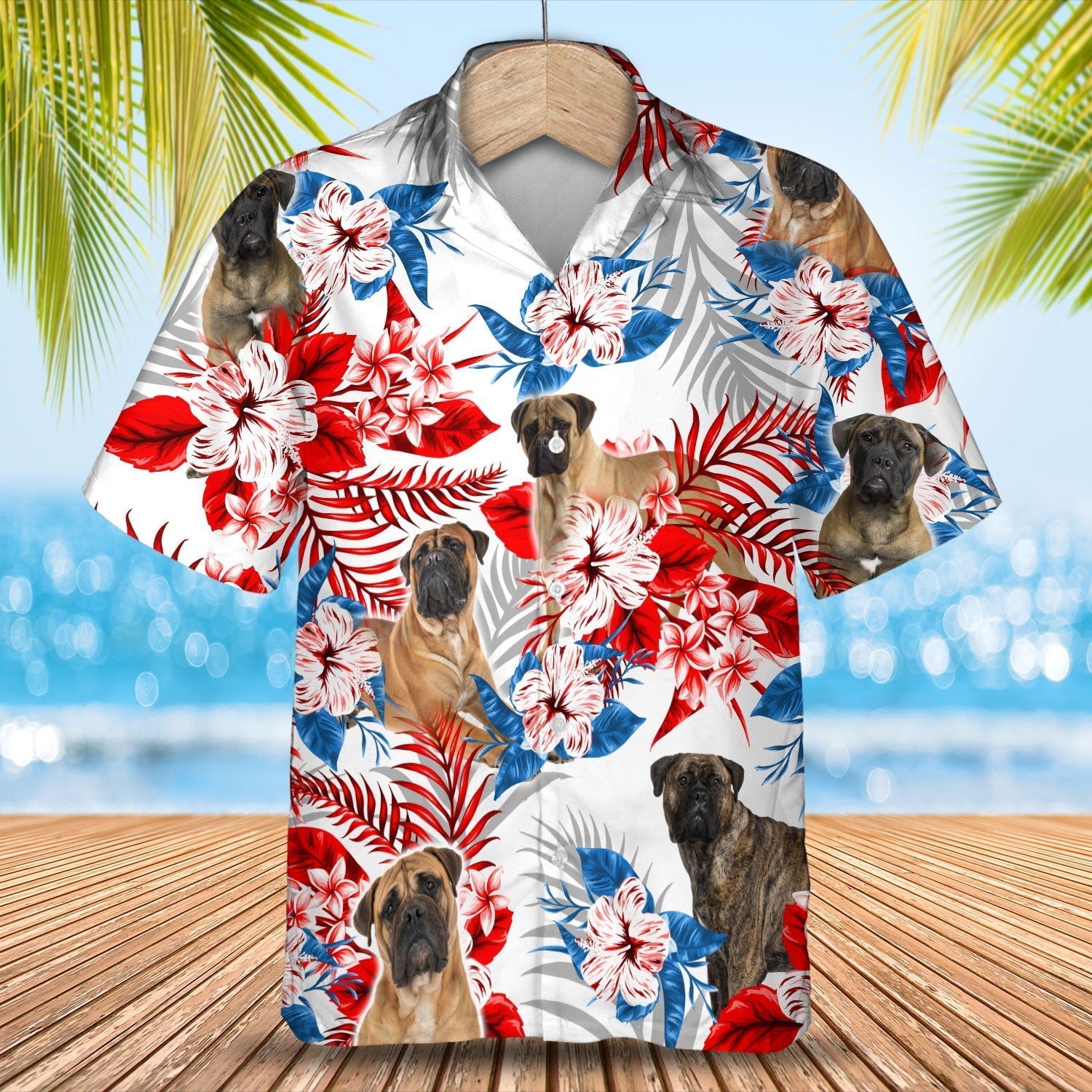 Bullmastiff American Flag Hawaiian Shirt