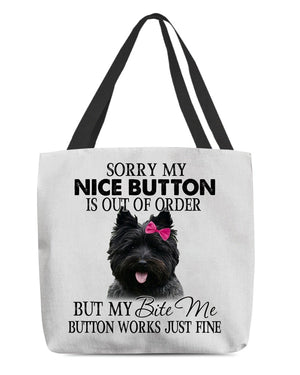 Cairn Terrier-Bite Me Button-Cloth Tote Bag