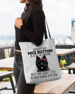 Cairn Terrier-Bite Me Button-Cloth Tote Bag