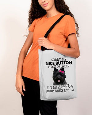 Cairn Terrier-Bite Me Button-Cloth Tote Bag