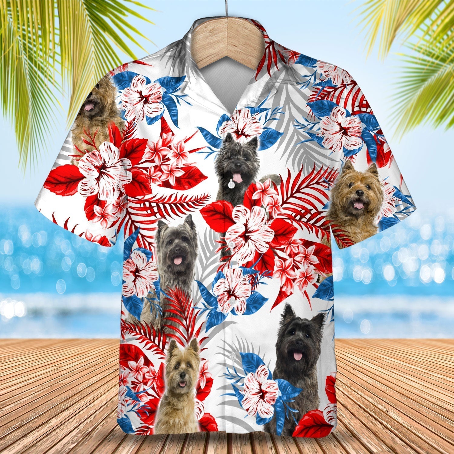 Cairn Terrier American Flag Hawaiian Shirt