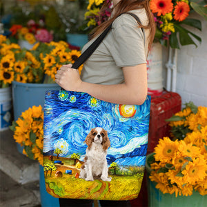 Cavalier King Charles Spaniel -Oil Painting-Cloth Tote Bag