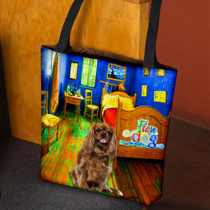 Cavalier King Charles Spaniel 3 in the bedroom-Cloth Tote Bag