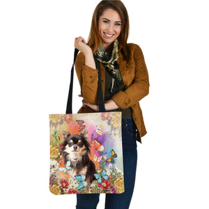 Chihuahua And Butterflies-Cloth Tote Bag