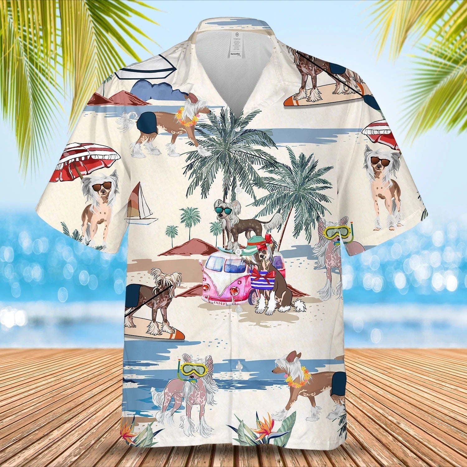 Chinese Crested Dog Summer Beach Hawaiian Shirt