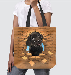 Chocolate Labrador In Brick Hole-Cloth Tote Bag