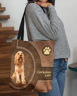 Cockapoo-Lady&Dog Cloth Tote Bag