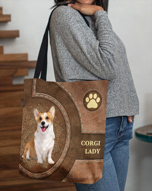 Corgi-Lady&Dog Cloth Tote Bag