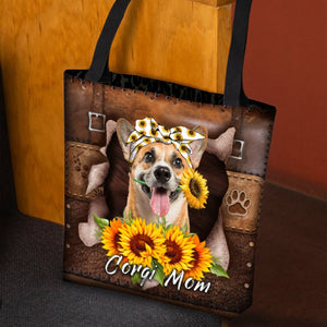 Corgi-Sunflower&Dog Mom Cloth Tote Bag