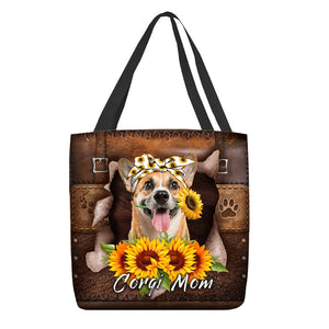 Corgi-Sunflower&Dog Mom Cloth Tote Bag