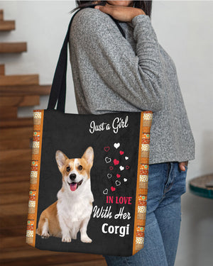 Corgi In Love-Cloth Tote Bag