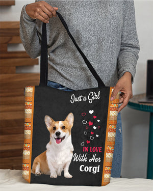 Corgi In Love-Cloth Tote Bag