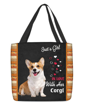 Corgi In Love-Cloth Tote Bag