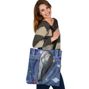 DOLPHIN-The Rainbow-Cloth Tote Bag