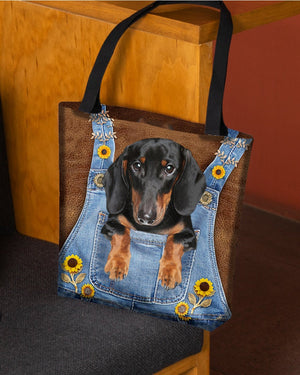 Dachshund1 And Sunflower-Cloth Tote Bag