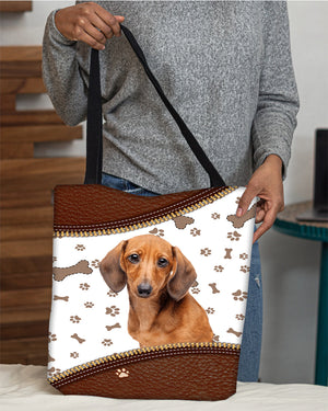 Dachshund 3-Zipper Texture-Cloth Tote Bag