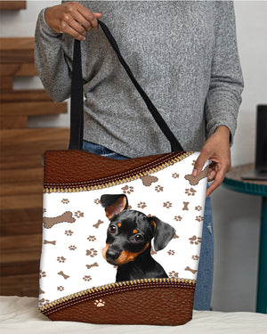 Dachshund (3)-Zipper Texture-Cloth Tote Bag