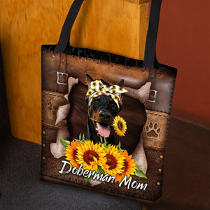 Doberman-Sunflower&Dog Mom Cloth Tote Bag