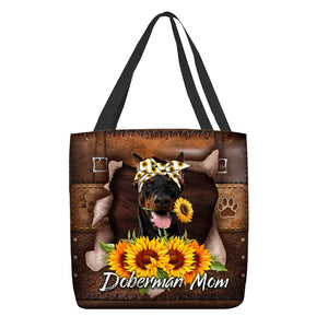 Doberman-Sunflower&Dog Mom Cloth Tote Bag