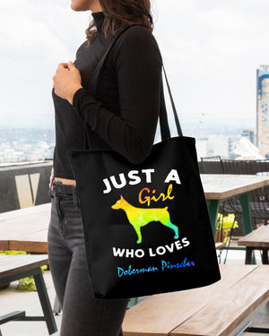 Doberman Pinscher-Just A Girl-Cloth Tote Bag