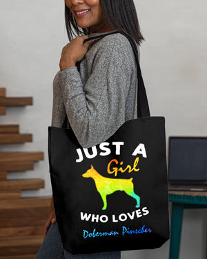 Doberman Pinscher-Just A Girl-Cloth Tote Bag