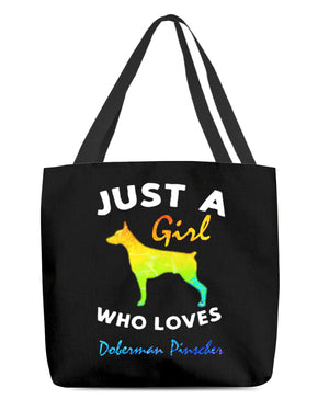 Doberman Pinscher-Just A Girl-Cloth Tote Bag